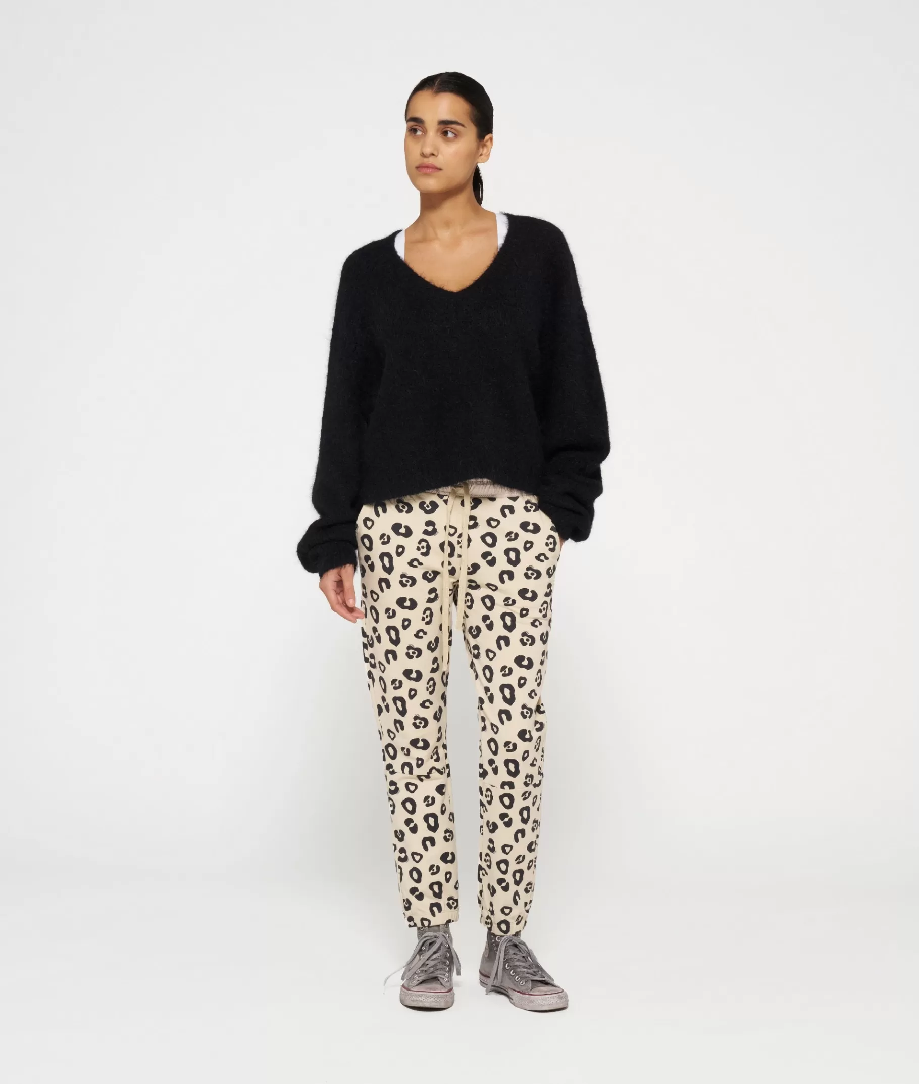 10DAYS cropped jogger leopard