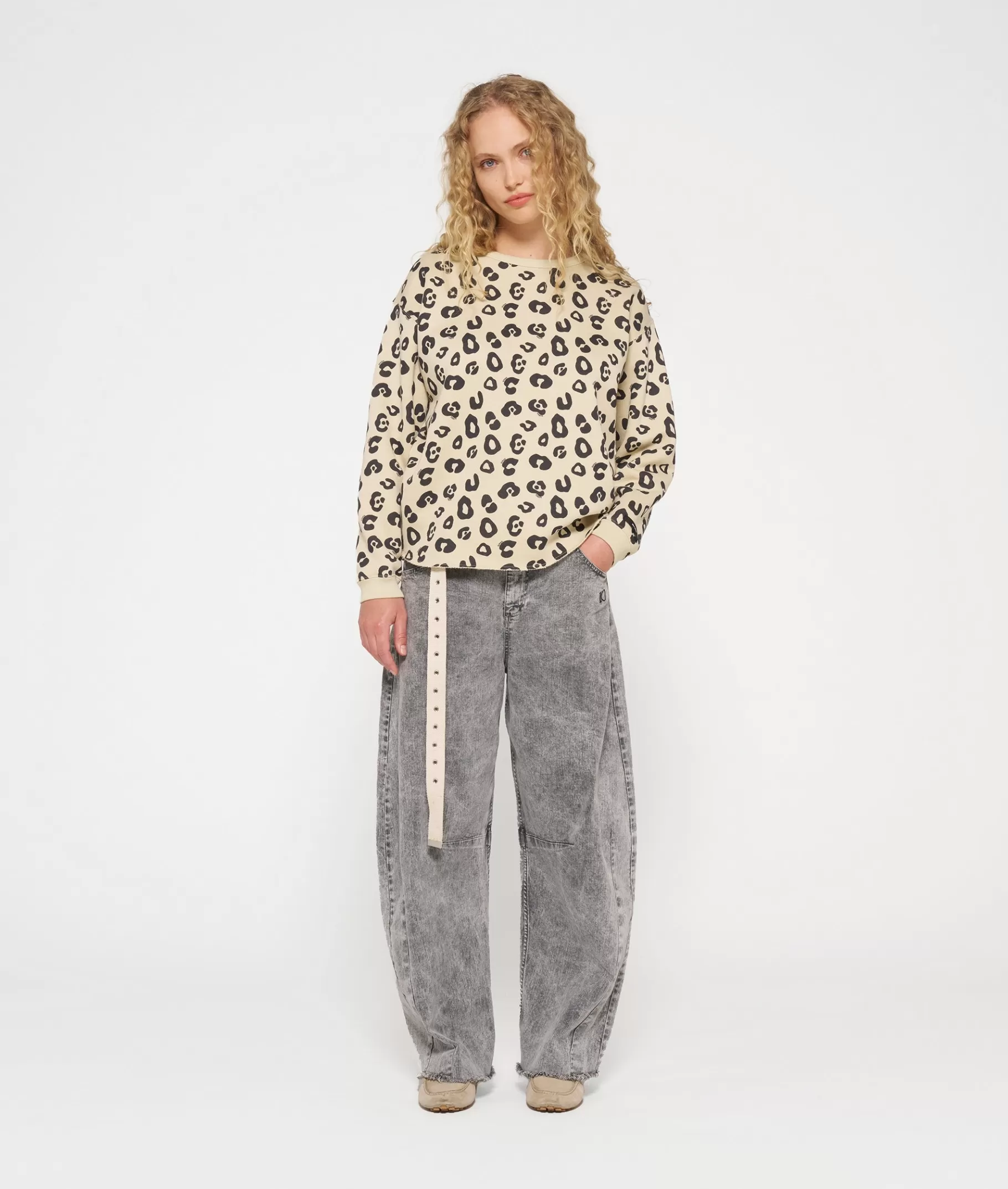 10DAYS raw edge sweater leopard