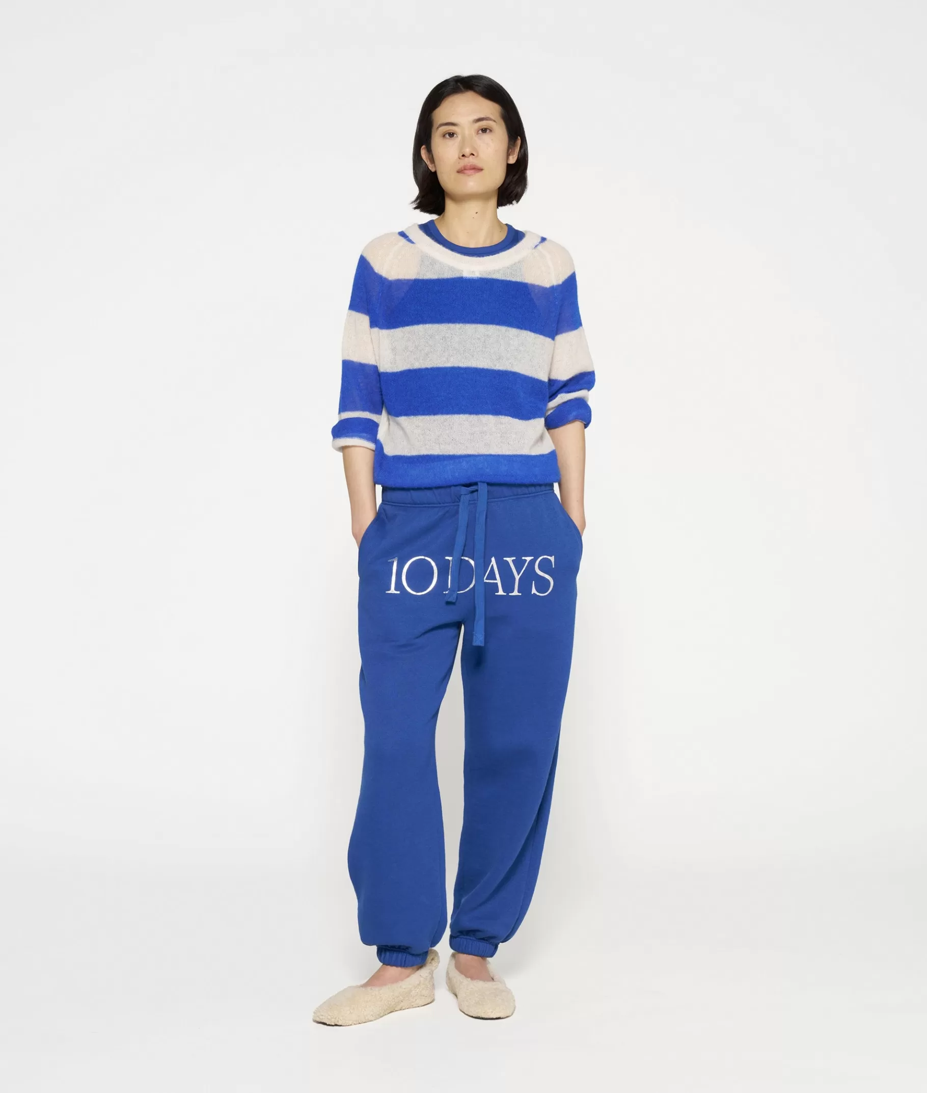 10DAYS thin knit sweater stripes