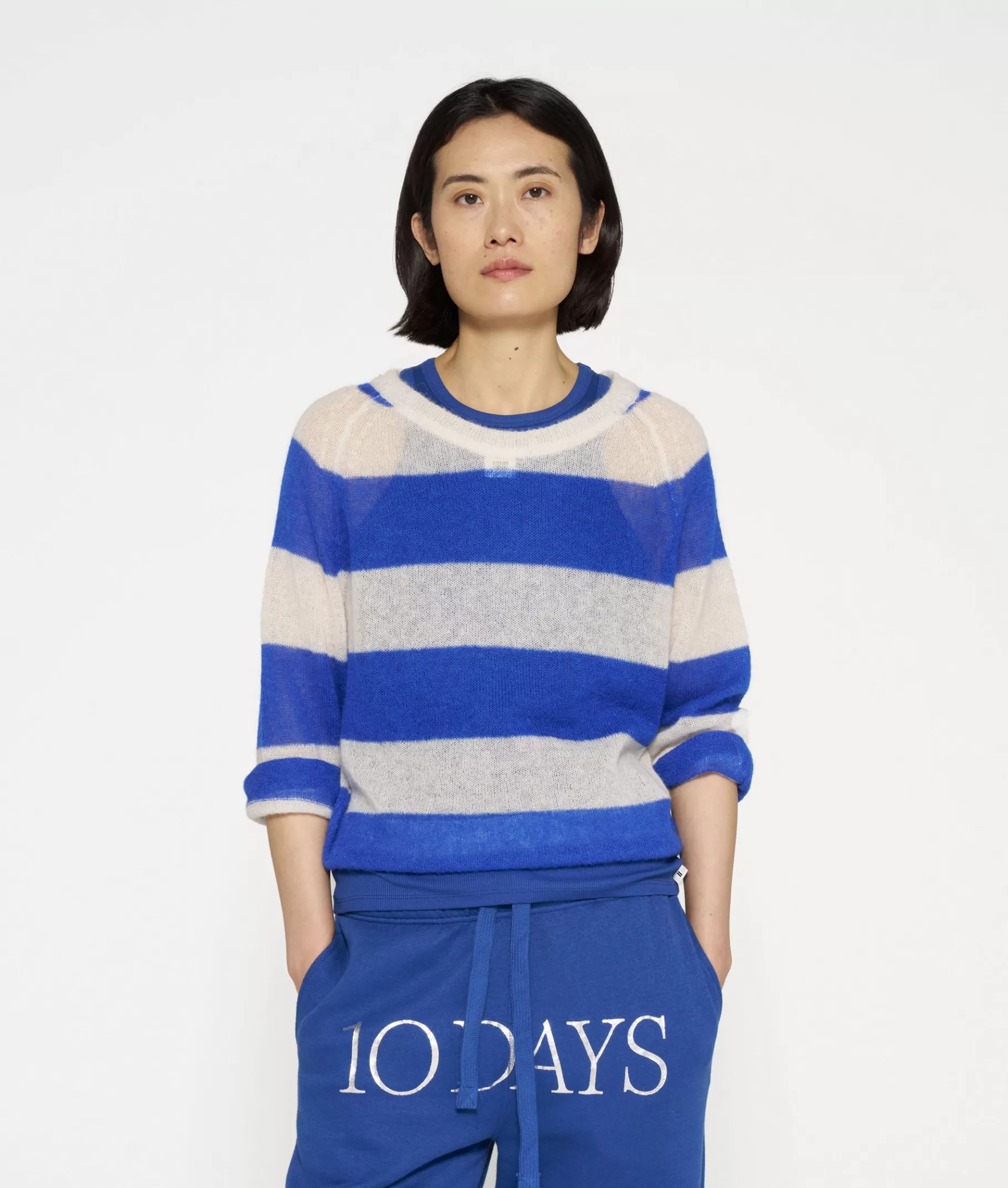 10DAYS thin knit sweater stripes