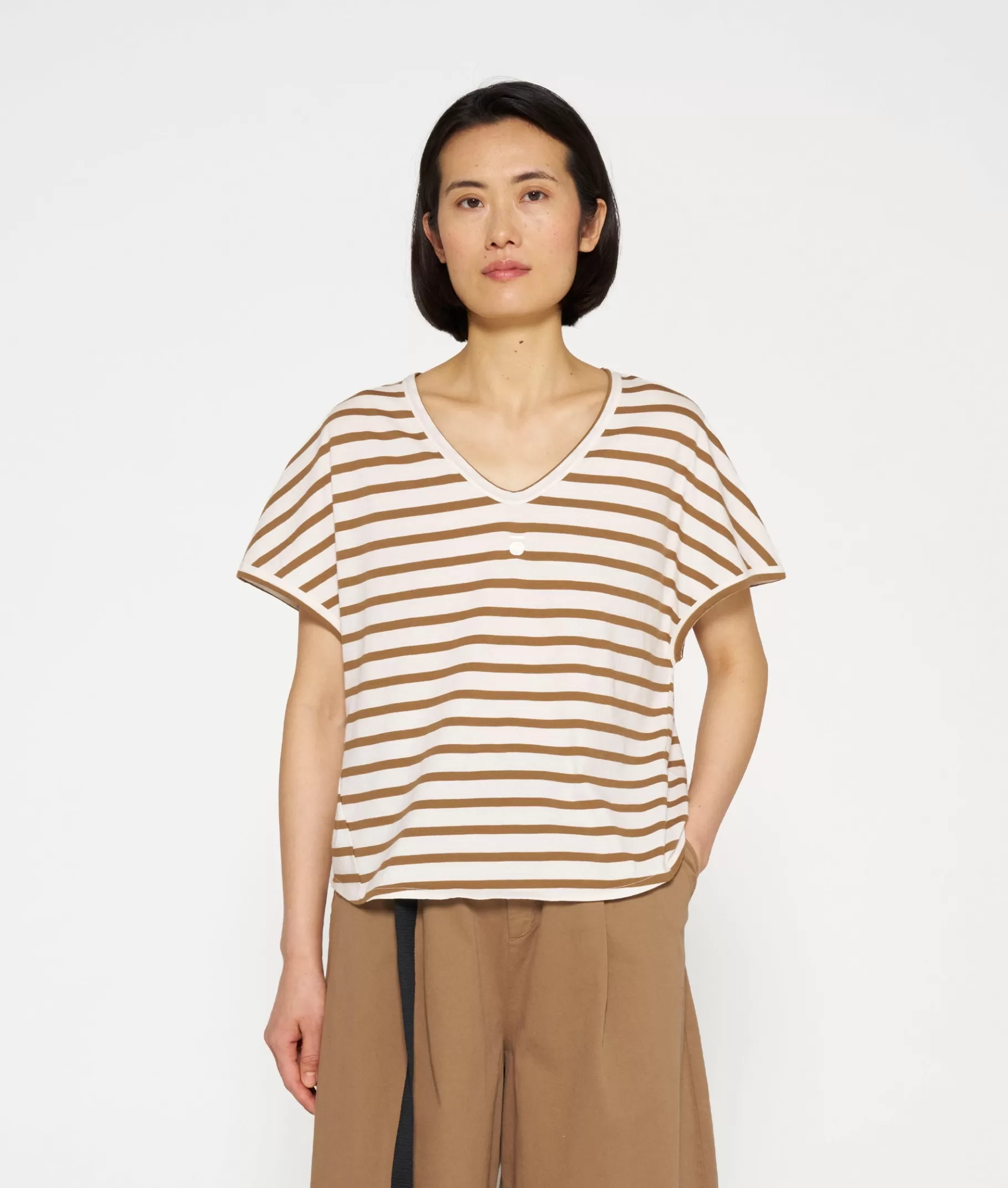10DAYS v-neck tee stripes