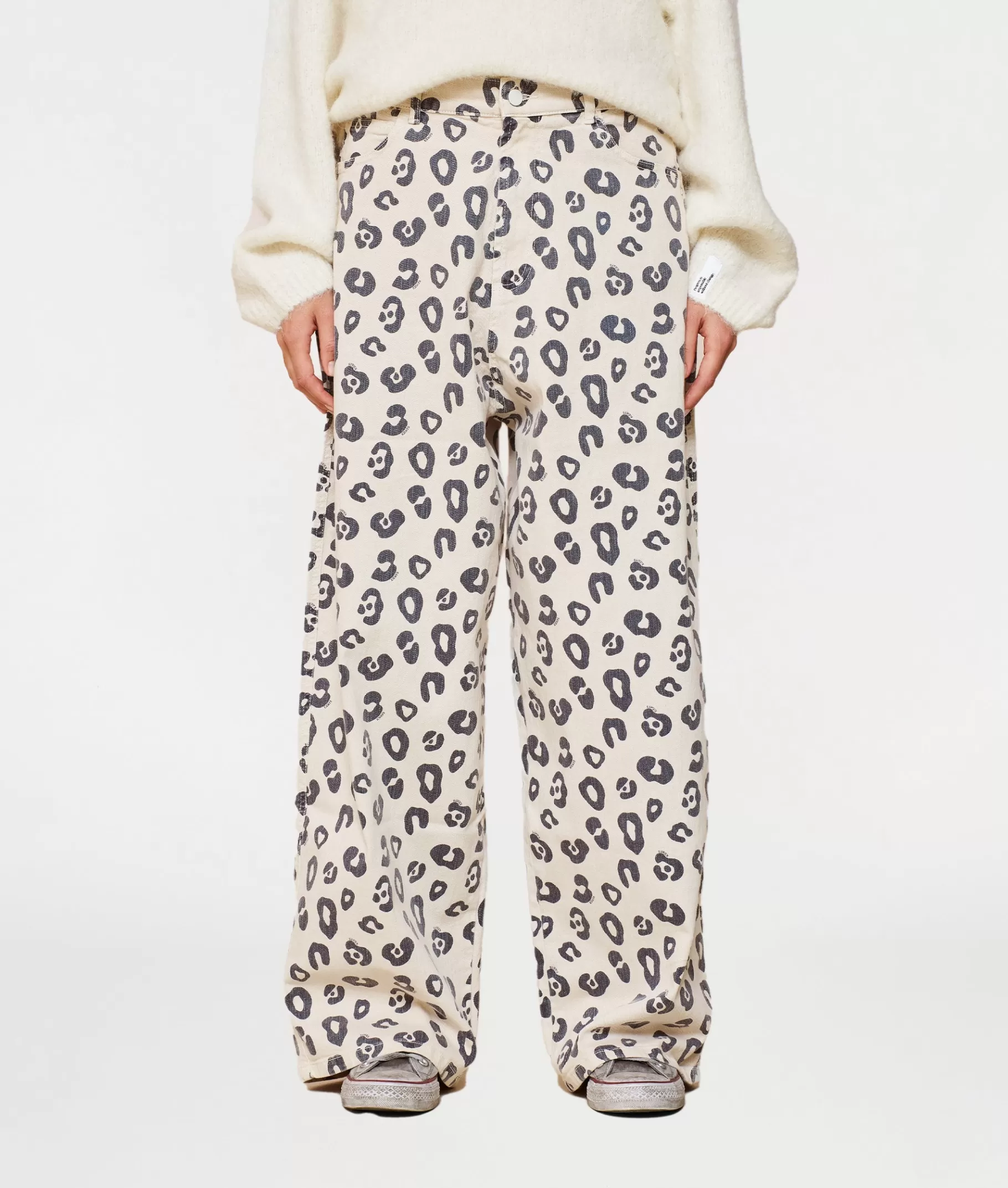 10DAYS wide twill pants leopard